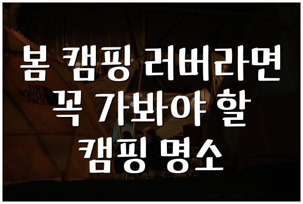 봄 캠핑 러버라면 꼭 가봐야 할 캠핑 명소