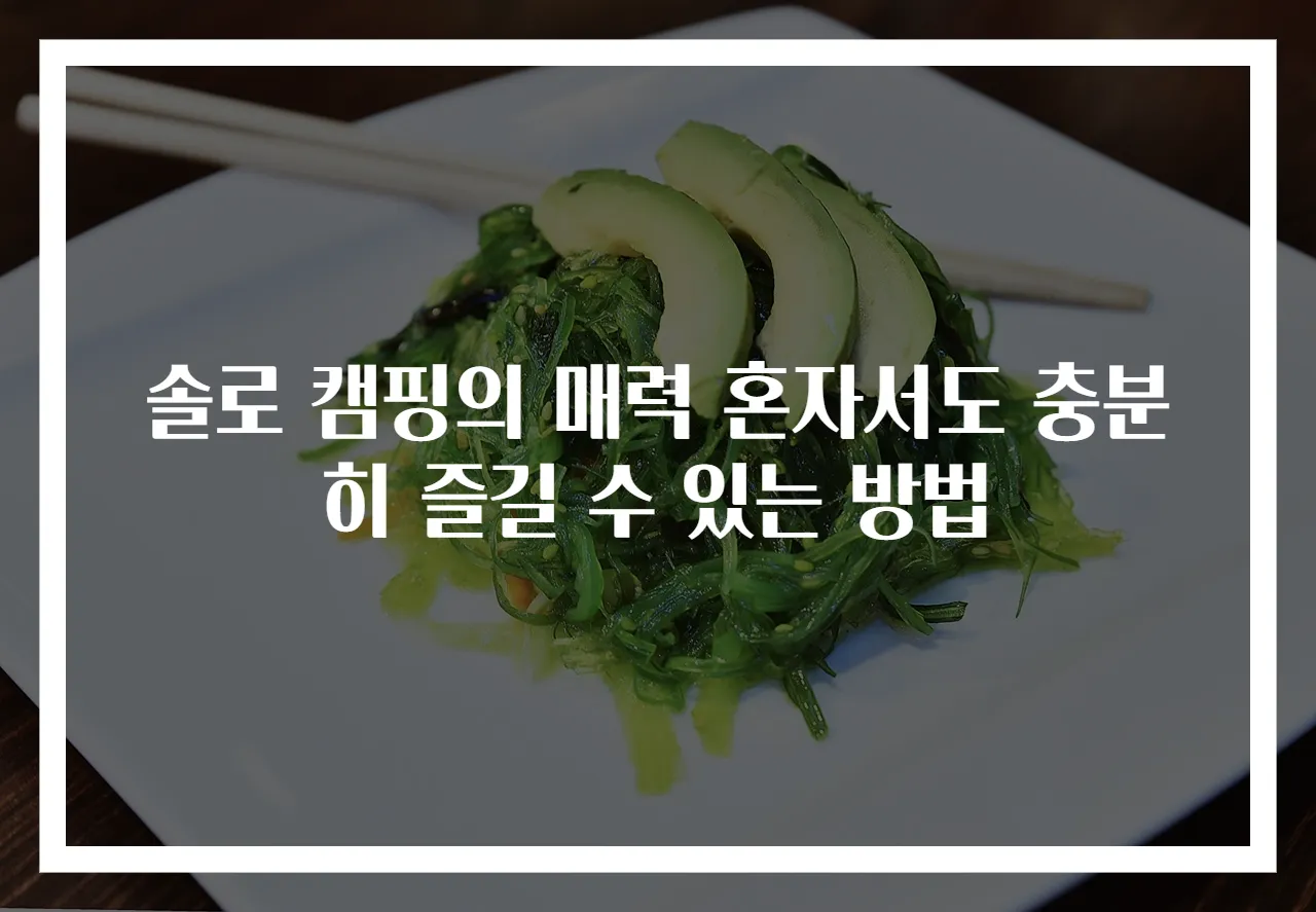 솔로 캠핑의 매력 혼자서도 충분히 즐길 수 있는 방법