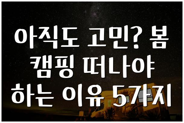 아직도 고민 봄 캠핑 떠나야 하는 이유 5가지
