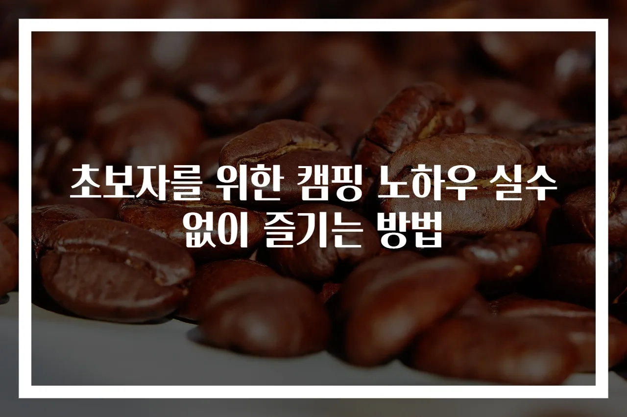 초보자를 위한 캠핑 노하우 실수 없이 즐기는 방법