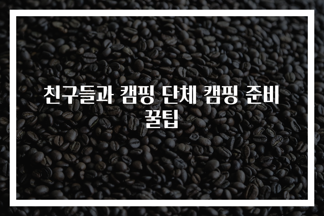 친구들과 캠핑 단체 캠핑 준비 꿀팁