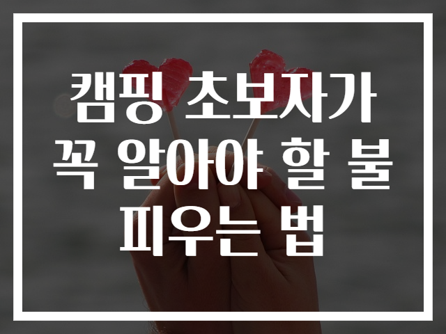 캠핑 초보자가 꼭 알아야 할 불 피우는 법