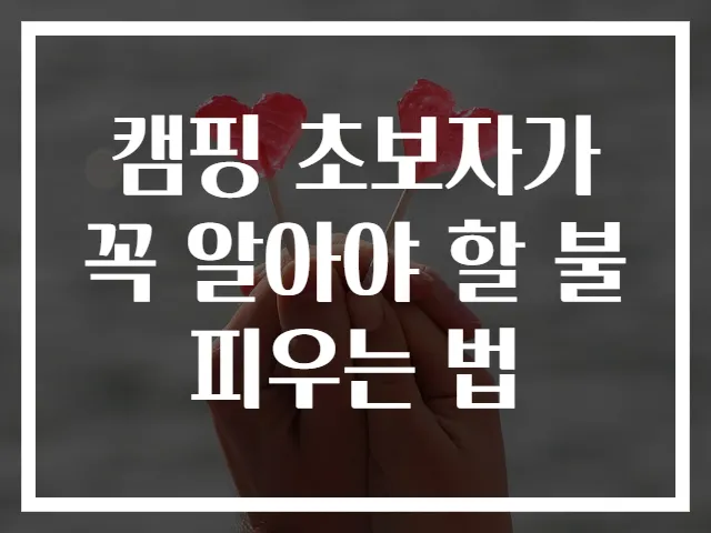캠핑 초보자가 꼭 알아야 할 불 피우는 법