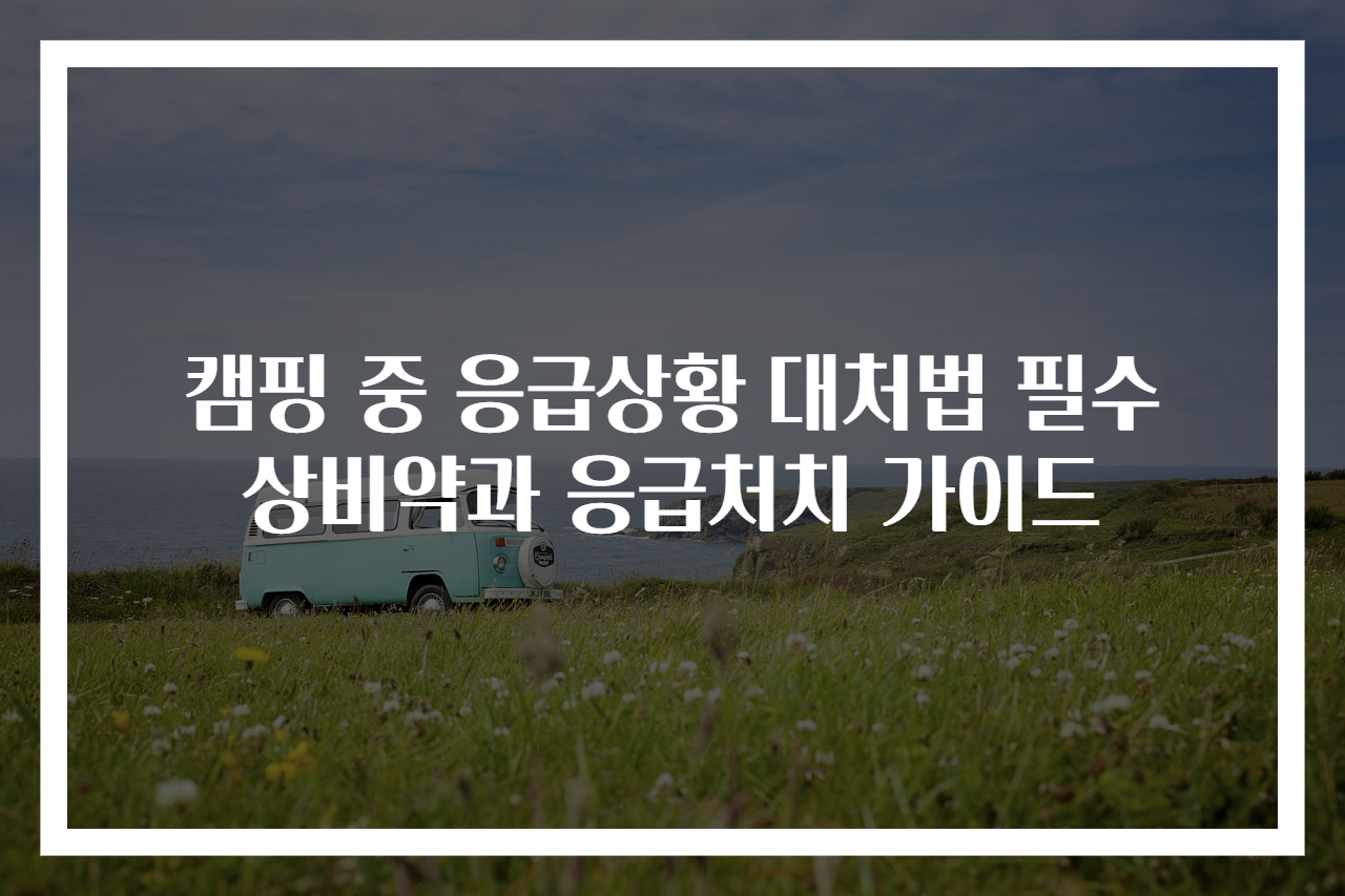 캠핑 중 응급상황 대처법 필수 상비약과 응급처치 가이드